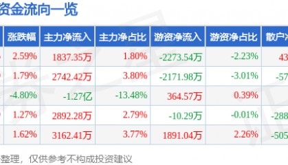 股票行情快报：拓尔思（300229）9月11日主力资金净买入1837.35万元