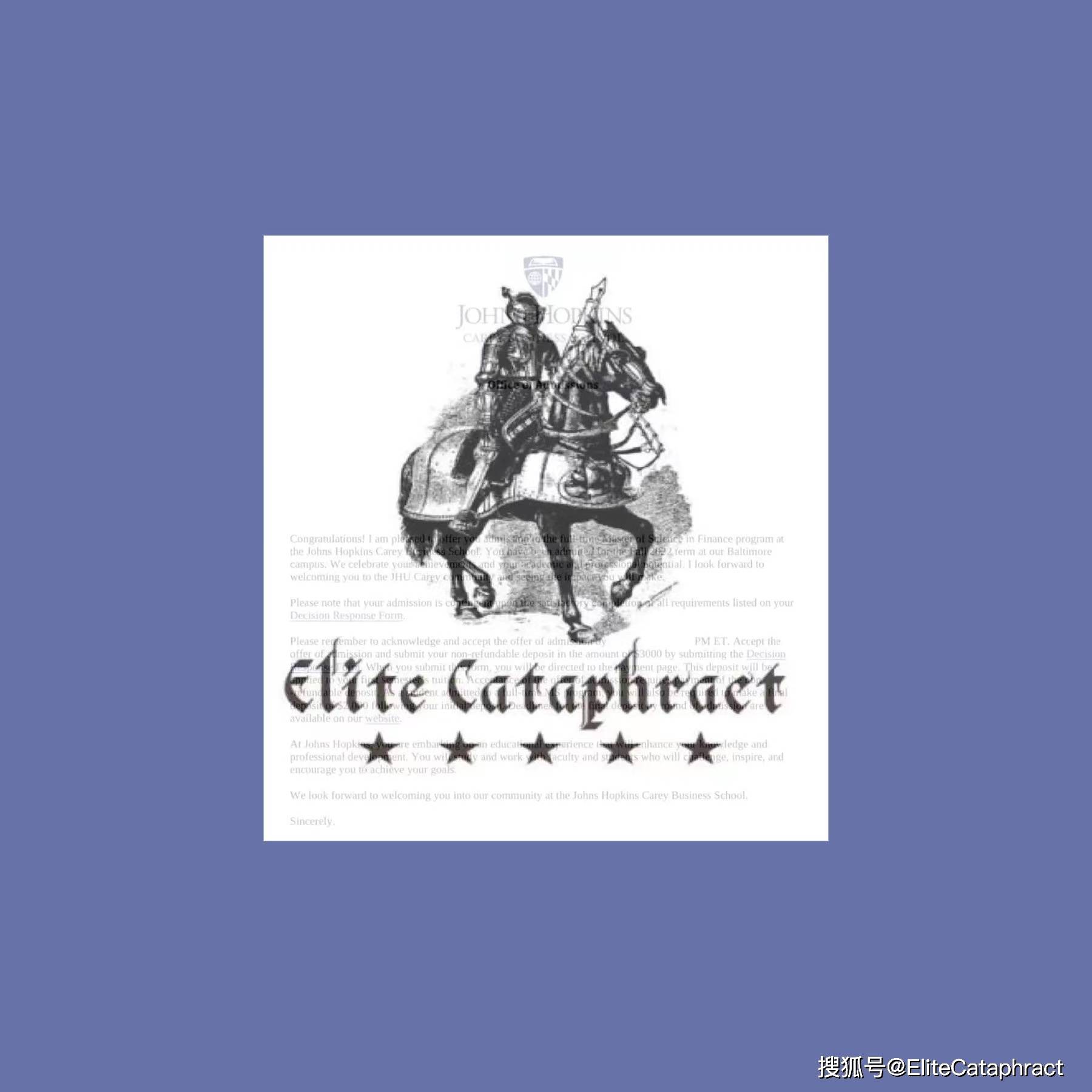 Elite Cataphract战绩 | 约翰霍普金斯大学-金融学录取！