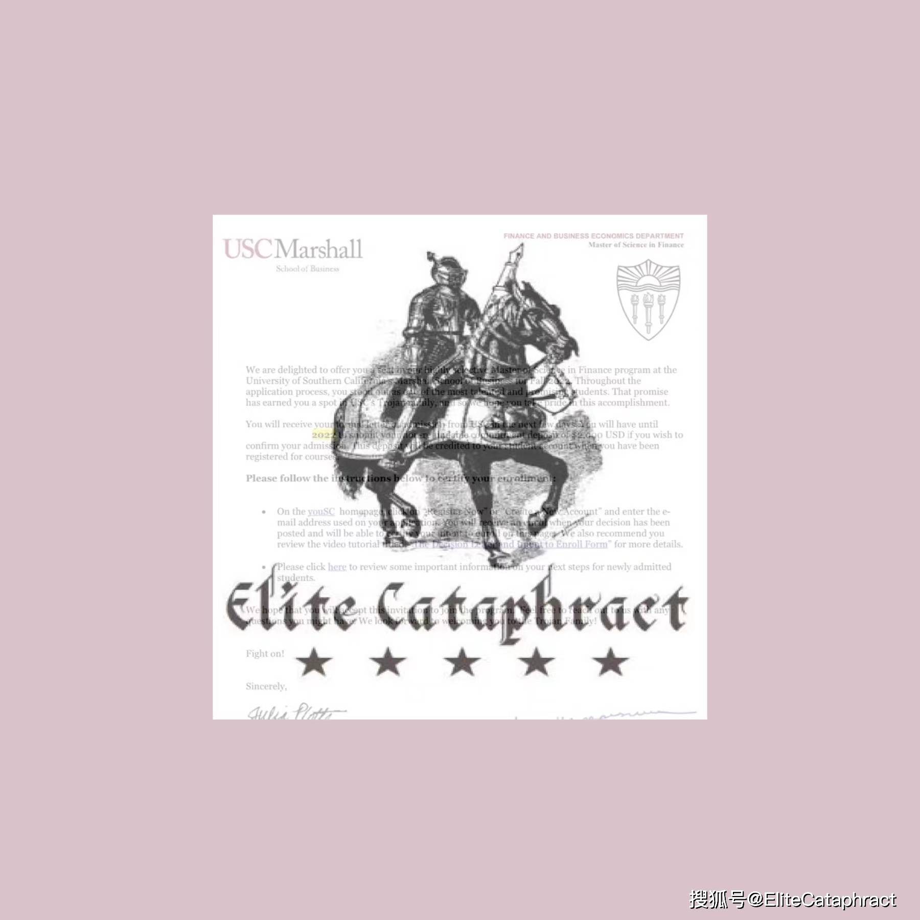 Elite Cataphract战绩 | 南加州大学-金融学录取！